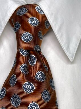 ROBERT TALBOTT Made in Italy Hand Sewn Silk Best of Class Copper Tie XL 64” x 3”